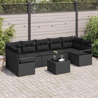 vidaXL Vidaxl - Conjunto De Sof&aacute; De Jard&iacute;n 8 Pcs Negro 55 X 55 X 37 Cm
