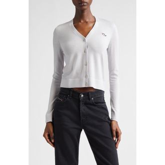 Diesel M-Alima Oval D Logo Wool Cardigan in Pale/Grey at Nordstrom, Size Xx-Small