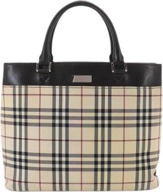 Burberry Pre-owned Vintage Tote Bag - Dames - Vintage Shopper - Beige - ONE Size - Leer - Vintage