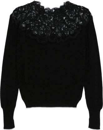 Ermanno Scervino lace-detail cashmere sweater - women - Cotton/Cashmere/Polyester/Acrylic/Polyamide/Wool - S - Black