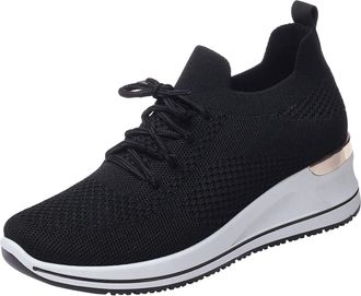 Generic Ladies Slip on Running Shoes Womens Lightweight Orthopedic Trainers Women Shoes Mesh Socks Casual Versatile Breathable Casual Sports Black Leather Tra