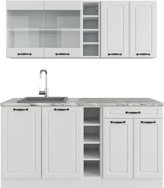 Vicco Cucina completa R-Line, Casa di campagna bianca/bianco, 160 cm senza piano di lavoro