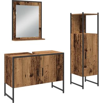 vidaXL Vidaxl - Juego De Muebles De Ba&ntilde;o 3 Pcs Marr&oacute;n 33 X 33 X 102.5 Cm