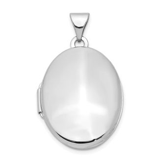 Diamond2Deal 14k White Gold Polished Oval Locket Pendant