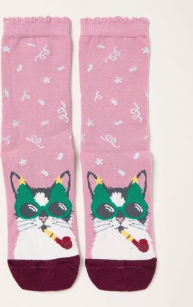 Fat Face FatFace Pink Cat Toe Socks