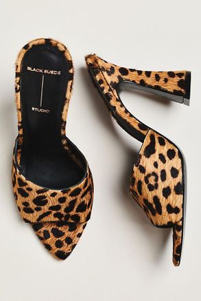 Black Suede Studio Junie Mule Heels