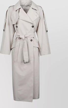 Max Mara belted coat buttoned cuffs epaulettes storm flap