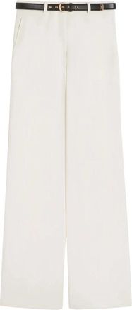 Max Mara Cady trousers - Dames - Wijde Broeken - Beige - S - Leer - Broeken