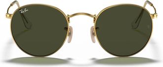 Ray-Ban Sunglasses Rb3447 001 Round Metal Gold/Green G 15 Unisex