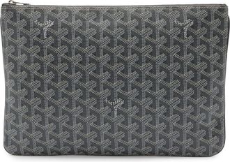 Goyard Sena MM Clutch Bag Gray White