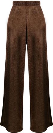 Os&eacute;ree lurex-detail high-waisted trousers - women - Polyamide/other fibers - M - Brown