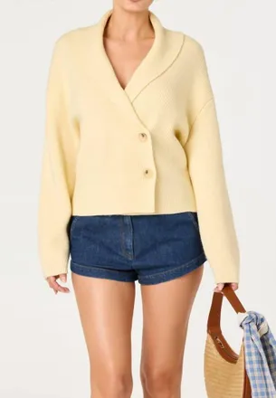 Astr Ayleen Cardigan Sweater Top In Butter Yellow