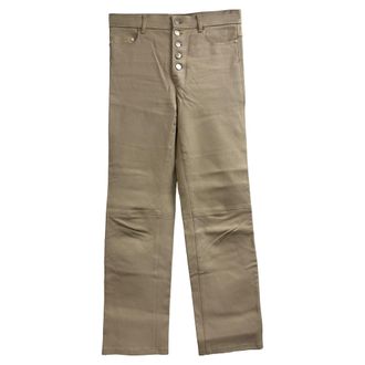 Joseph Straight Leg Trousers in Beige Leather