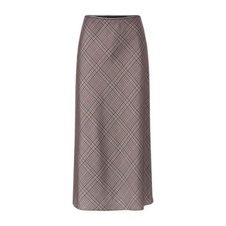Rich & Royal Gedrukte Satijnen Midirok met Ruit - Dames - Midirokken - Bruin - M - Satijn - Rokken