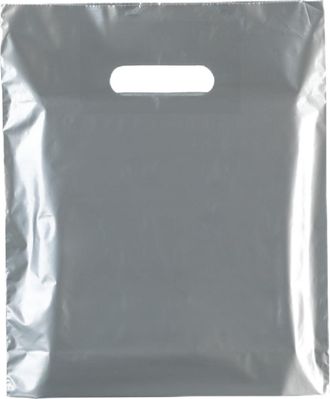 Generic Premium Silver Plastic Carrier Bags, Medium/Large Size with Patch Handle, Shopping Tote Bags (500pcs 15x18+3)