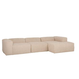 Deco Wood Sof&aacute; 5/6 plazas 3 m&oacute;dulos y chaise longue derecho boucl&eacute; beige