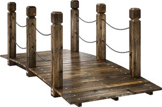 OEM Puente De Jard&iacute;n De Madera De 1,51 M, Estilo R&uacute;stico, Decorativo, Con Barandillas De Seguridad, Carbonizado