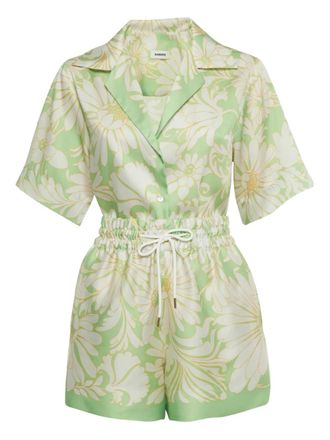 Sandro floral-print playsuit - Green