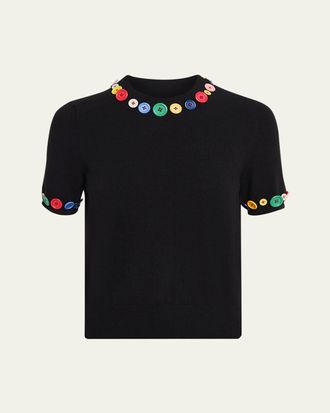 Libertine - Libertine Candy Buttons Short-Sleeve Cashmere Sweater