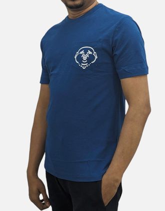True Religion Mens True Religion 107699 Mens T Shirts Short Sleeve Buddha Summer Crew Neck Tee NEW - Navy - Size: 38