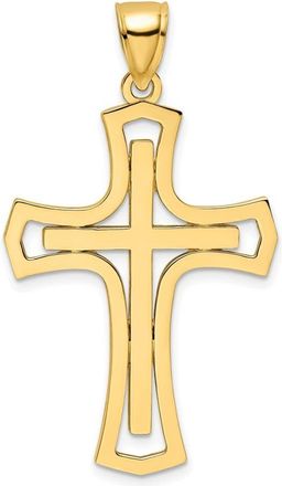 Diamond2Deal 14k Yellow Gold Polished Fancy Double Cross Pendant