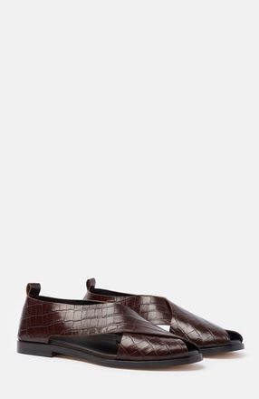 Scarosso Eros Sandals in Dark Brown - Croco-Print Calf at Nordstrom, Size 40.5