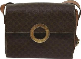 Celine Pre-owned Cross Body Bags, female, Brown, Size: ONE SIZE Pre-owned Vintage Macadam Circle Logo Shoulder Bag