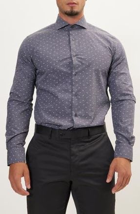 Ron Tomson Print Cotton Dress Shirt in Anthracite at Nordstrom Rack, Size 4X-Large