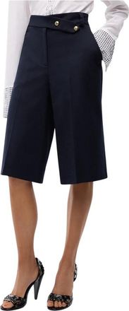 Pinko Merlot Bermuda - Dames - Korte Broeken - Blauw - S - Wol - Korte Broeken