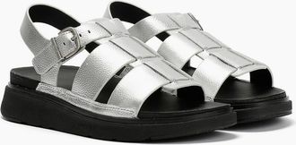 FitFlop Womens FitFlop GEN-FF Leather Womens Silver Sandals - Size: 5