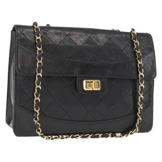 Chanel Pre-owned Leren Vintage Schoudertas - Dames - Pre-owned - Zwart - Maat: ONE Size Leer