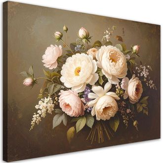 Feeby Cuadro En Lienzo, Naturaleza Muerta Con Ramo De Flores, 120x80