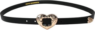 Petit Moments Lover Heart Buckle Belt in Black/Gold at Nordstrom, Size X-Small
