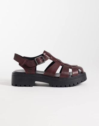 Timberland Stone Street - Sandali da pescatore in pelle bordeaux-Rosso