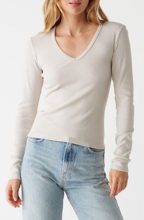 Michael Stars Remi V-Neck Rib Top in Cement at Nordstrom, Size X-Small