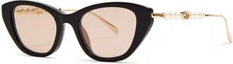 Gucci Pearl Cat-eye Sunglasses - Black - One Size