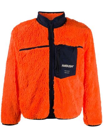 AMBUSH logo-print fleece jacket - unisex - Polyester/Polyimide/Cotton/Acrylic/Polyester - 2 - Orange