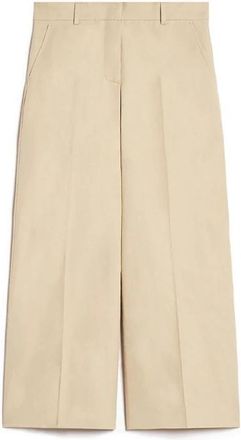 Max Mara Zircone Wijde Broek - Dames - Wijde Broeken - Beige - L - Katoen - Broeken