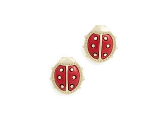 Kendra Scott Lady Bug Stud Womens Earrings Earring Gold Red Vermillion Magnesite, Brass