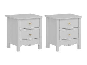 Vente-Unique Juego de 2 mesitas de noche con 2 cajones - Blanco - ILIZANA
