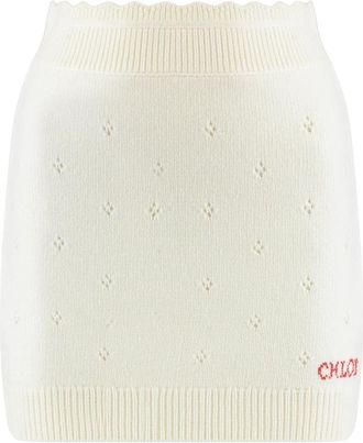 Chlo&eacute; Nauwsluitende Minirok - Dames - Korte rokken - Wit - L - Wol - Rokken