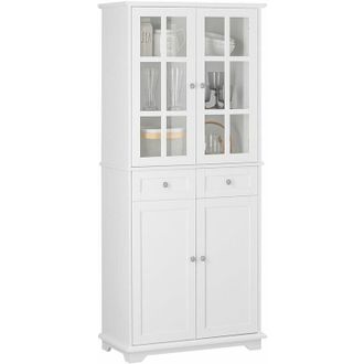 SoBuy Aparador Alto de Cocina con 4 Puertas Muebles Auxiliar de Almacenaje para Comedor Salón con 2 Cajones 75 x 40 x 175 cm Blanco FSB76-W Sobuy es