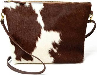 Primecut Womens Mini Hobo Shoulder Bag In Brown White Hair On Hide