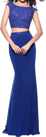 Sherri Hill Two Piece Gown In Royal