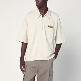 Bottega Veneta Sea salt m&eacute;lange cotton polo