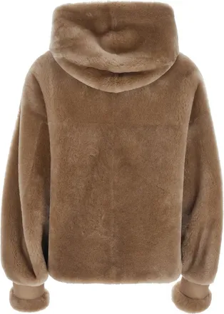 BLANCHA Womens Jacket Beige Shearling Coat
