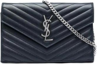 Saint Laurent Pre-owned Wallet on Chain - Dames - Vintage Schoudertas - Zwart - ONE Size - Leer - Vintage