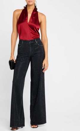 Alice & Olivia Trish Low-Rise Embellished Baggy Jeans