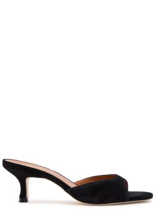 Staud Brigitte 60 Brushed Suede Mules - Black - 36 (IT36/ UK3)