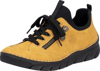 Rieker Slip-On Sneaker RIEKER, Damen, Gr. 37, gelb (gelb, schwarz), Nubuklederimitat, Textil, Schuhe Slip-On Sneaker, zum Schlupfen